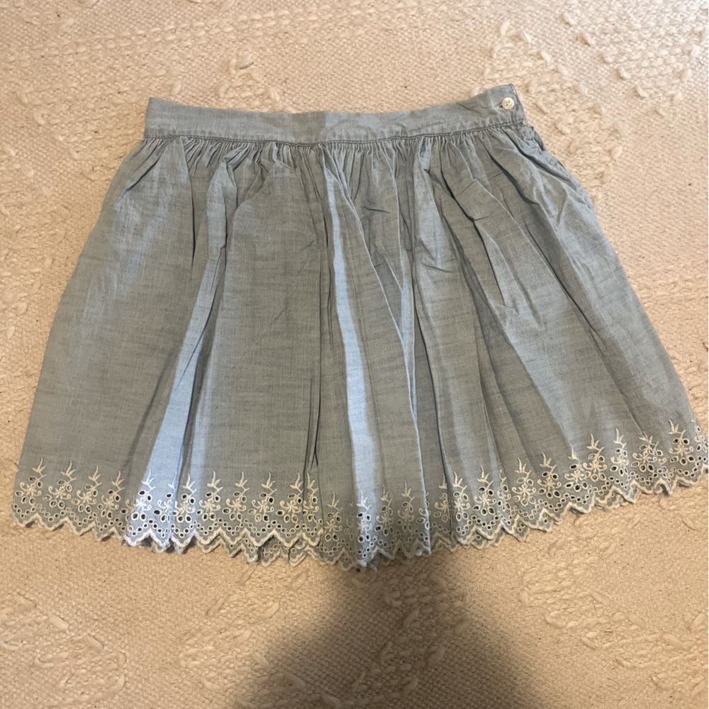 RL Denim and Supply chambray mini shirt with embroidered eyelets. Size 2